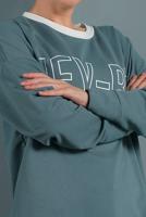 Tesettür giyim YEŞİL YAZI DETAYLI RENKLİ TUNİK 237