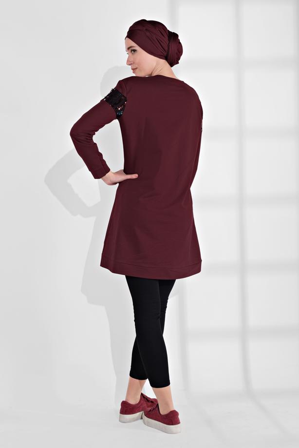 Vêtements hijab  SEQUINED COTTON SPORT TUNIC 0302  - TRENDTESETTÜR