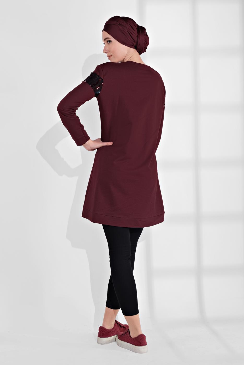 Vêtements hijab PRUNE TUNIQUE SPORT EN COTON À SEQUINS 0302 