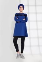 Tesettür giyim LACİVERT PAMUKLU PUL DETAYLI EŞOFMAN TUNİK 0302