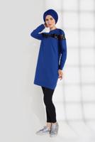 Tesettür giyim LACİVERT PAMUKLU PUL DETAYLI EŞOFMAN TUNİK 0302
