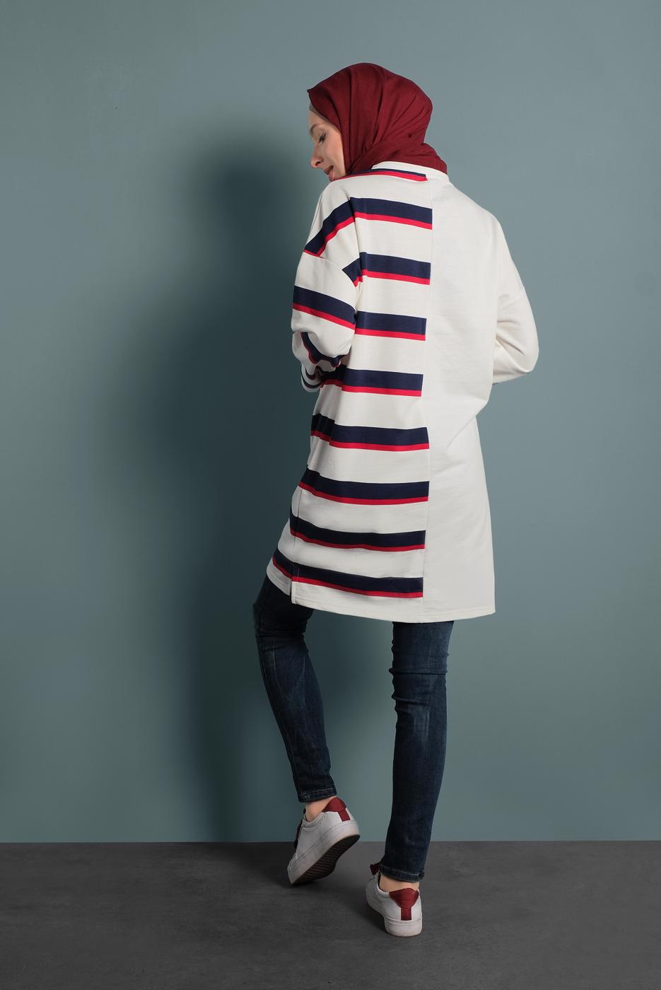 Vêtements hijab ROUGE TUNIQUE SPORT À RAYURES 497