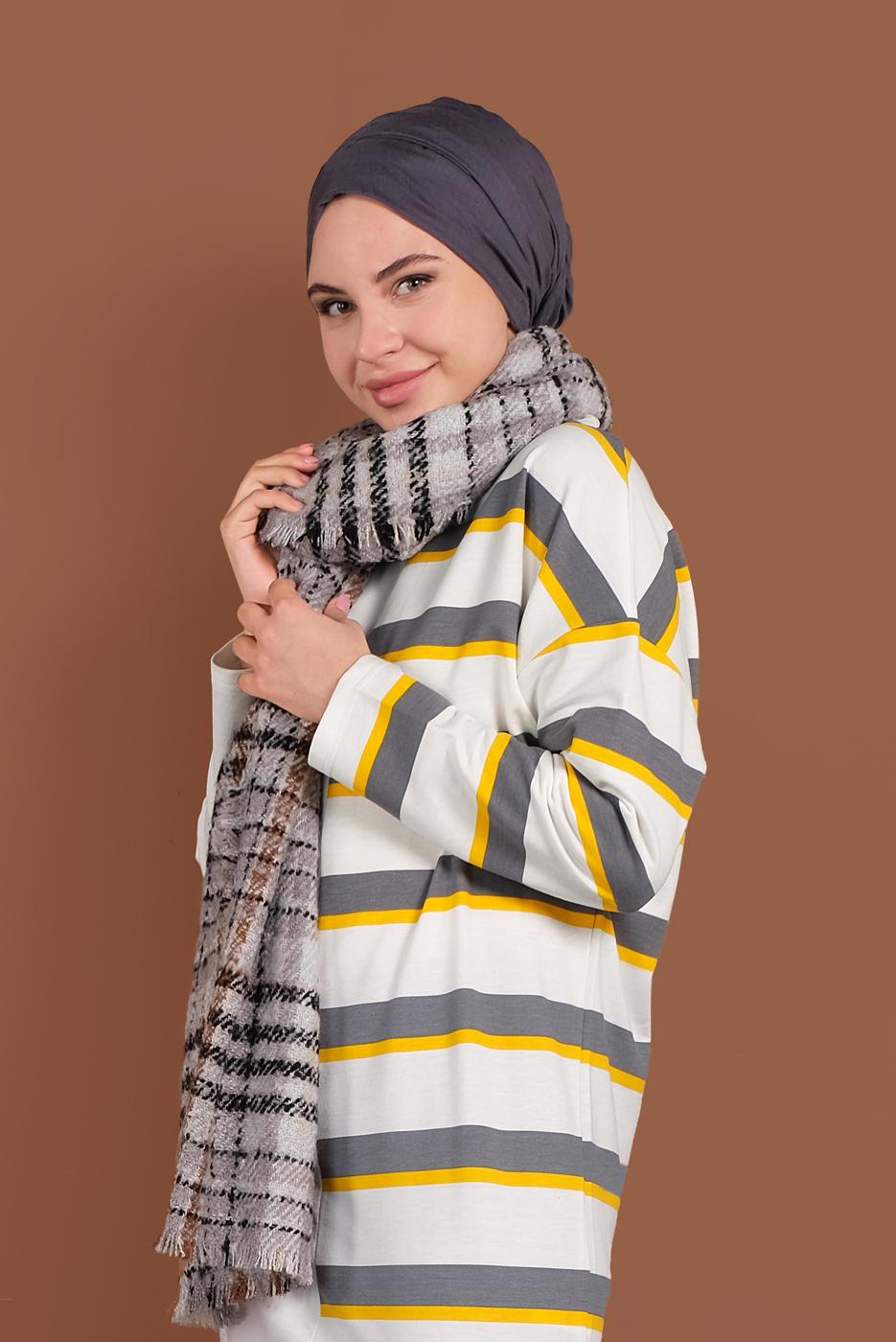 Vêtements hijab JAUNE TUNIQUE SPORT À RAYURES 497