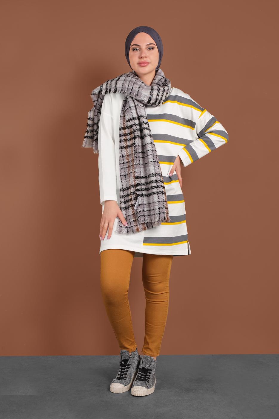 Vêtements hijab JAUNE TUNIQUE SPORT À RAYURES 497