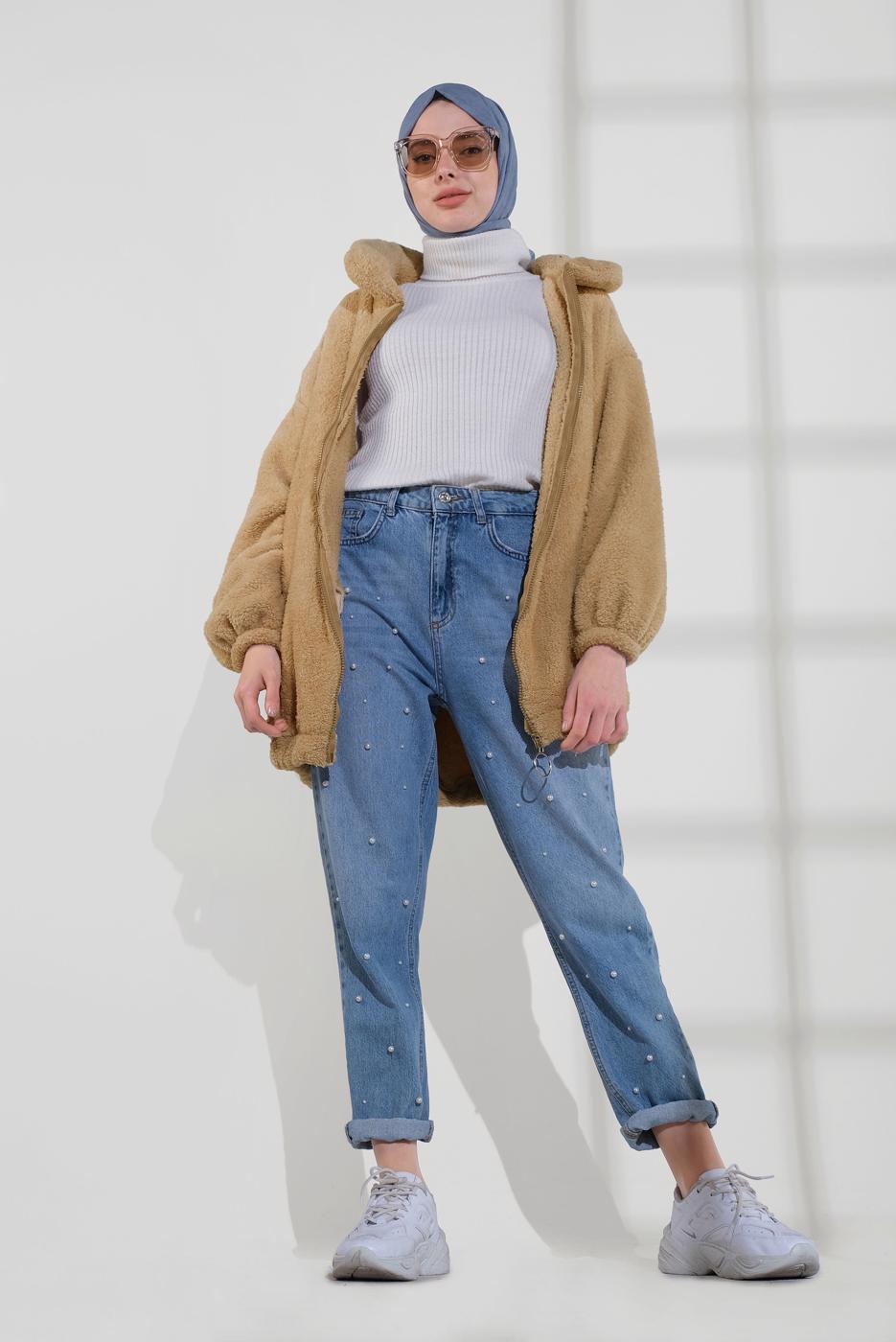 Vêtements hijab BRUN VESTE EN COTON À PEAU-DE-MOUTON 0502