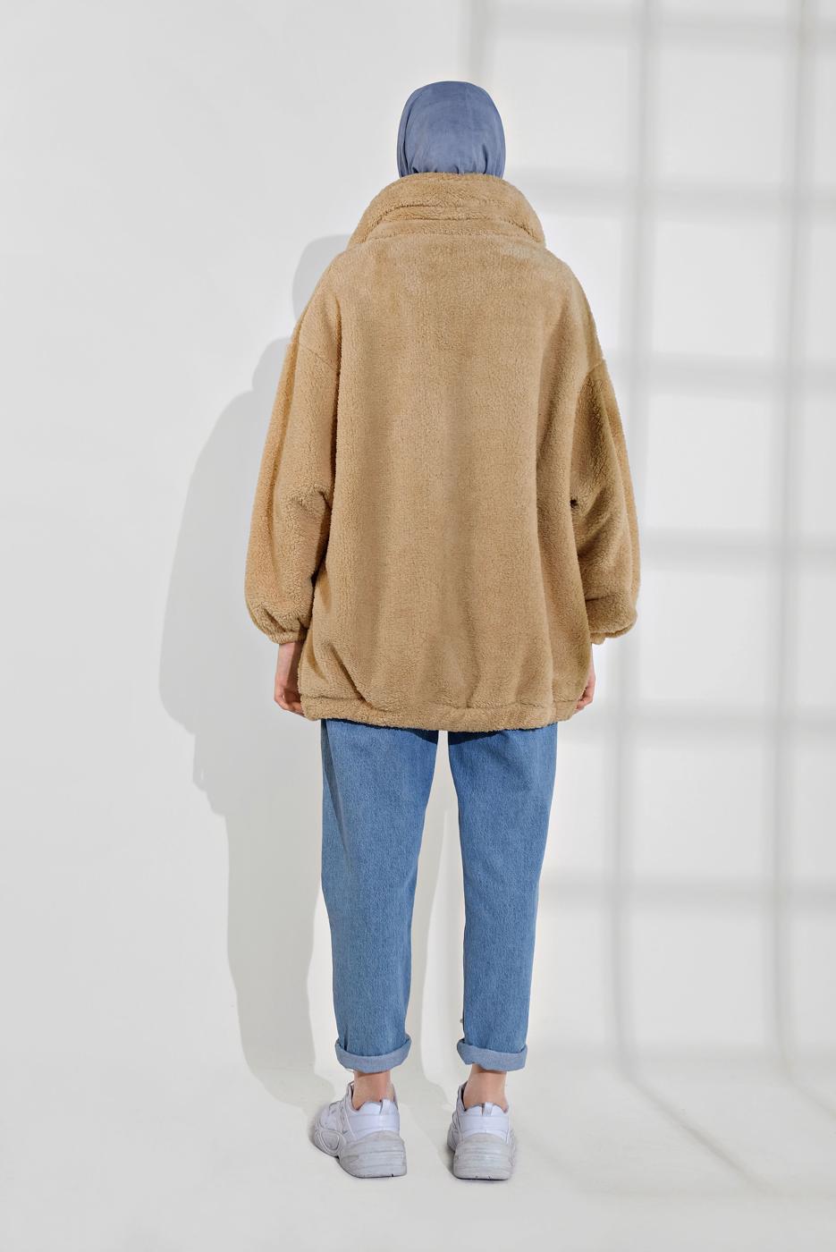 Vêtements hijab BRUN VESTE EN COTON À PEAU-DE-MOUTON 0502