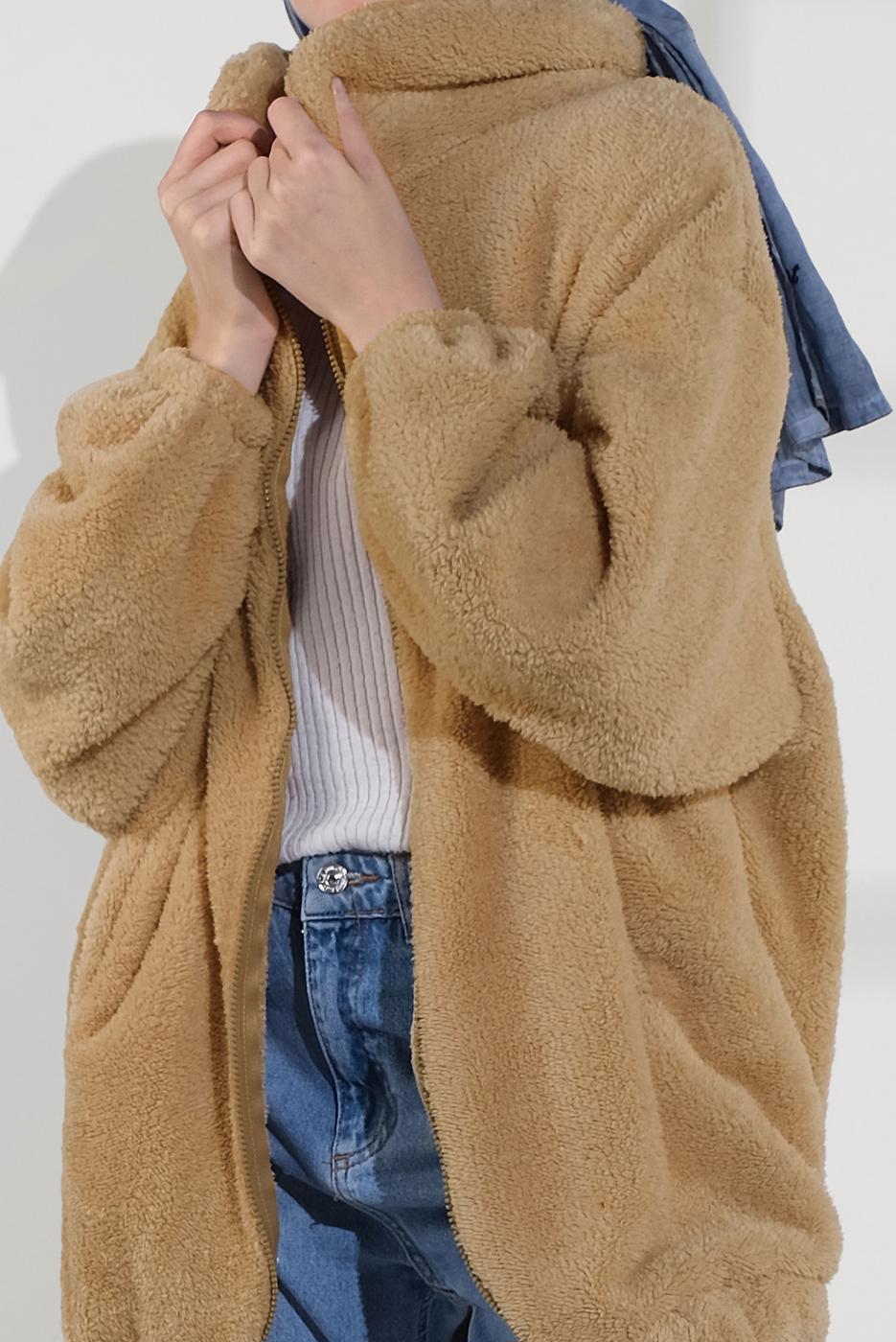 Vêtements hijab BRUN VESTE EN COTON À PEAU-DE-MOUTON 0502