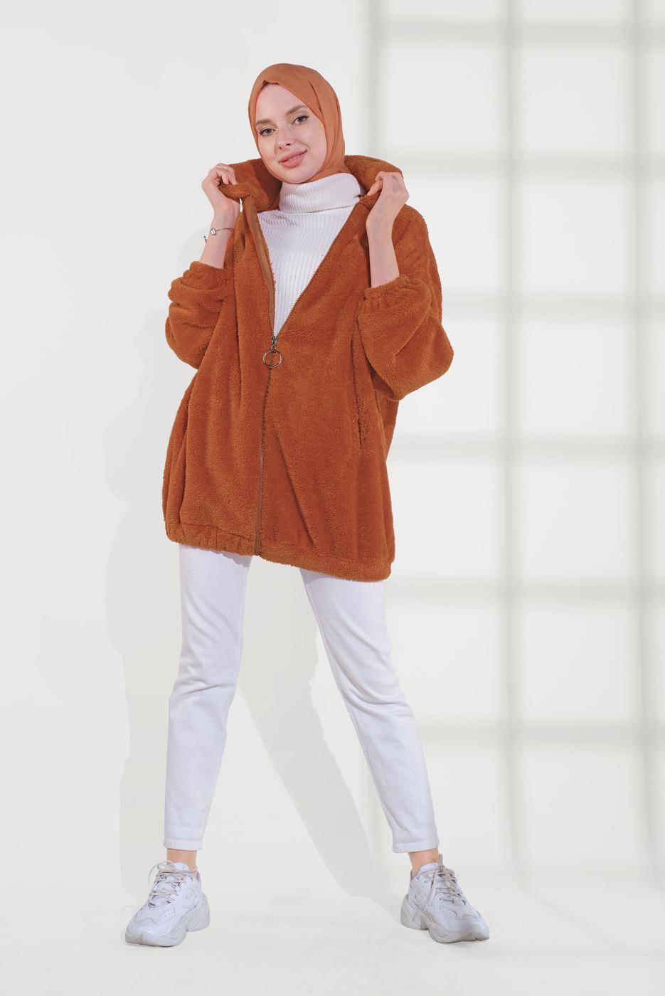 Hijab clothing BROWN SHERPA COTTON JACKET 0502