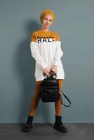 Tesettür giyim TURUNCU ÇİFT RENKLİ YAZI DETAYLI TUNİK 537