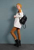 Tesettür giyim TURUNCU ÇİFT RENKLİ YAZI DETAYLI TUNİK 537