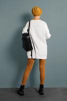 Tesettür giyim TURUNCU ÇİFT RENKLİ YAZI DETAYLI TUNİK 537