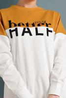 Tesettür giyim TURUNCU ÇİFT RENKLİ YAZI DETAYLI TUNİK 537