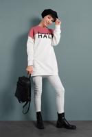 Tesettür giyim PEMBE ÇİFT RENKLİ YAZI DETAYLI TUNİK 537