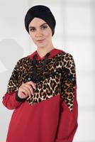 Vêtements hijab ROUGE SURVÊTEMENT À IMPRIMÉ AVEC CAPUCHE 635 