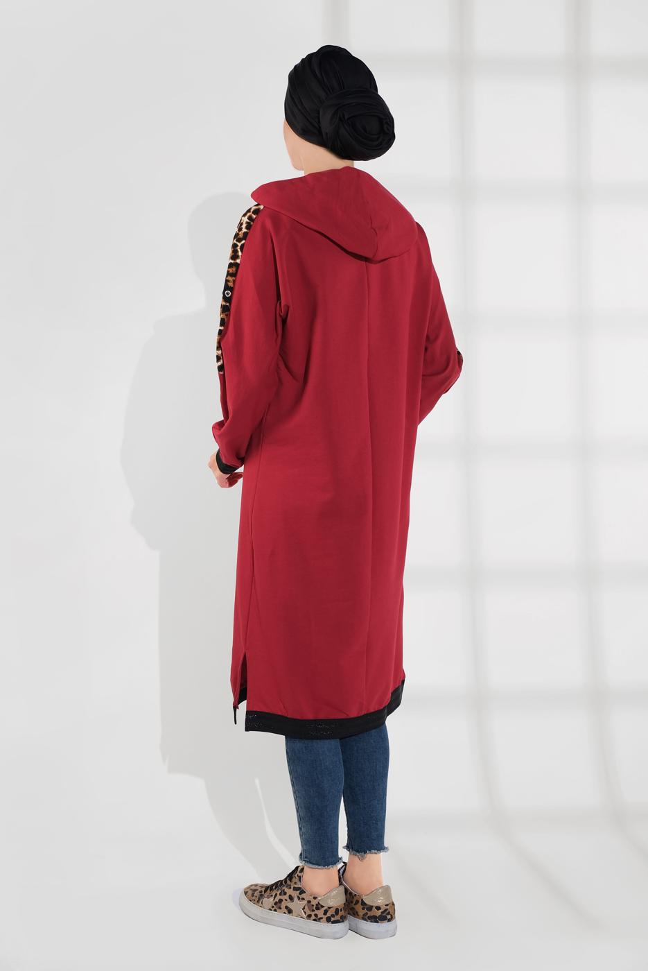 Vêtements hijab ROUGE SURVÊTEMENT À IMPRIMÉ AVEC CAPUCHE 635 