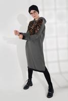 Vêtements hijab GRIS SURVÊTEMENT À IMPRIMÉ AVEC CAPUCHE 635