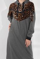 Vêtements hijab GRIS SURVÊTEMENT À IMPRIMÉ AVEC CAPUCHE 635