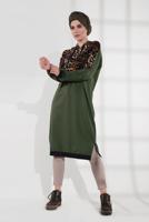 Vêtements hijab KAKI SURVÊTEMENT À IMPRIMÉ AVEC CAPUCHE 635 