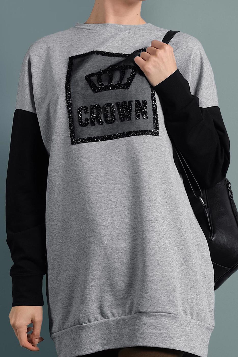 Vêtements hijab GRIS TUNIQUE SPORT À STRASS 647 