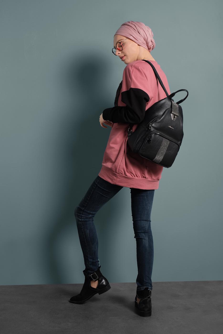 Tesettür giyim PEMBE TAŞLI EŞOFMAN TUNİK 647