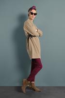 Tesettür giyim BEJ BELİ BÜZGÜLÜ TUNİK 937