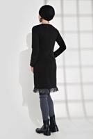 Tesettür giyim SİYAH İNCİLİ ETEK UCU FİLE DETAYLI TRİKO TUNİK 1455