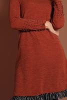 Tesettür giyim KAHVE  İNCİLİ ETEK UCU FİLE DETAYLI TRİKO TUNİK 1455