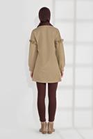 Tesettür giyim BEJ ÜÇ BOYUTLU FİYONK DETAYLI PENYE TUNİK 1655 
