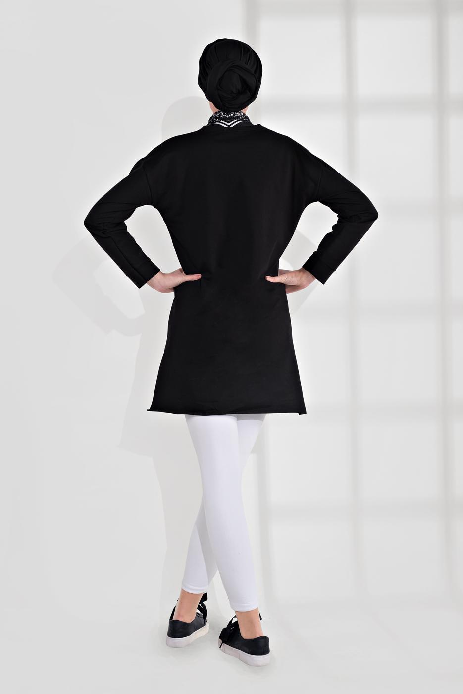 Hijab clothing BLACK COTTON PRINTED TUNIC 2300 