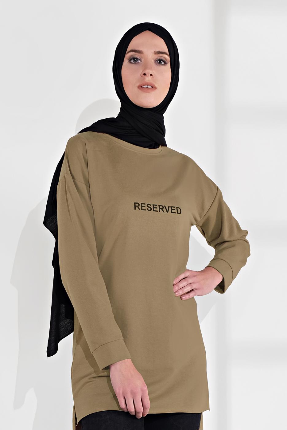 Hijab clothing BROWN COTTON PRINTED TUNIC 2300 