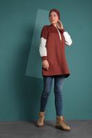 Vêtements hijab BRUN SURVÊTEMENT À BRODÉ AVEC CAPUCHE 2655 