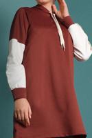 Vêtements hijab BRUN SURVÊTEMENT À BRODÉ AVEC CAPUCHE 2655 