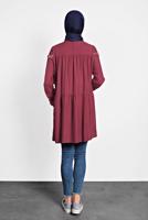 Tesettür giyim KIRMIZI ALVİNA PÜSKÜLLÜ TUNİK T 40116