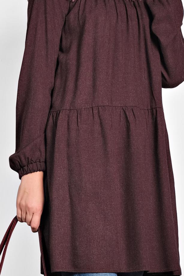 Hijab clothing CLARET RED ALVINA FRINGE DETAILED TUNIC T 40116 - TRENDTESETTÜR