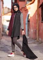 Tesettür giyim SİYAH KARE DESENLİ PAMUKLU TUNİK 4591