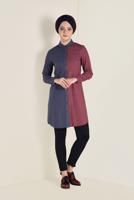 Tesettür giyim LACİVERT DÜĞMELİ KARE DESEN DETAYLI TUNİK 4623