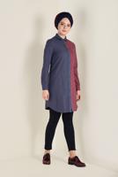 Tesettür giyim LACİVERT DÜĞMELİ KARE DESEN DETAYLI TUNİK 4623