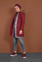 Hijab clothing RED BUTTONED CHECKED TUNIC 4623 