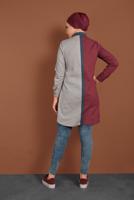 Hijab clothing RED BUTTONED CHECKED TUNIC 4623 