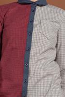 Hijab clothing RED BUTTONED CHECKED TUNIC 4623 