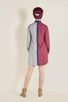 Tesettür giyim KIRMIZI DÜĞMELİ KARE DESEN DETAYLI TUNİK 4623