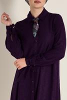 Tesettür giyim MOR MANŞETLERİ BAĞCIK DETAYLI DÜĞMELİ TUNİK 4629