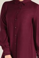 Tesettür giyim KIRMIZI MANŞETLERİ BAĞCIK DETAYLI DÜĞMELİ TUNİK 4629