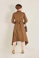 Tesettür giyim TABA ASİMETRİK KESİM BELDEN BÜZGÜLÜ TUNİK 4631