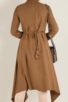 Tesettür giyim TABA ASİMETRİK KESİM BELDEN BÜZGÜLÜ TUNİK 4631