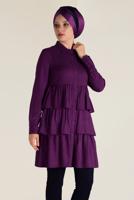 Tesettür giyim MOR VOLANLI KAT KAT TUNİK 4632 