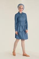 Tesettür giyim YEŞİL VOLANLI KAT KAT TUNİK 4632 