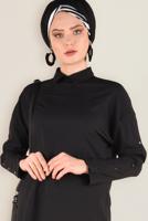 Tesettür giyim SİYAH KOLLARI ÇITÇITLI TUNİK 4661