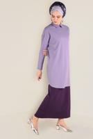 Tesettür giyim MOR KOLLARI ÇITÇITLI TUNİK 4661
