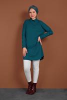 Tesettür giyim YEŞİL KOLLARI ÇITÇITLI TUNİK 4661